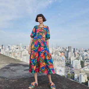 Farm Rio Banana Tiered Maxi Dress